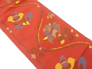 草木染花唐草模様織り出し名古屋帯